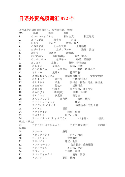 日语外贸高频词汇872个