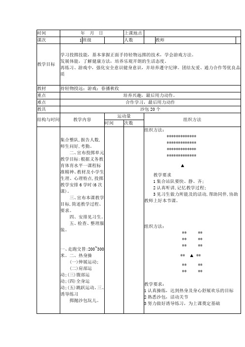 体育水平一投掷教学