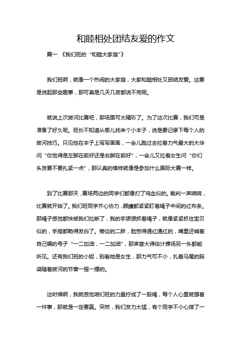 和睦相处团结友爱的作文