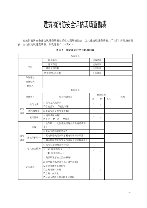 建筑物消防安全评估现场查勘表2020版