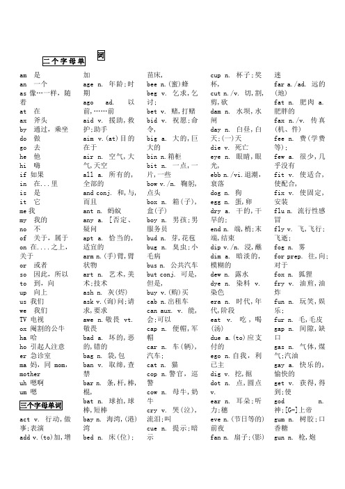 二个字母的英语单词大全