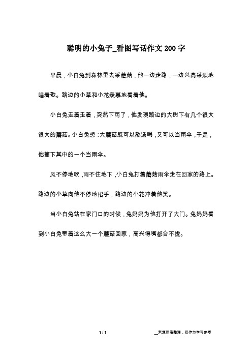 聪明的小兔子_看图写话作文200字