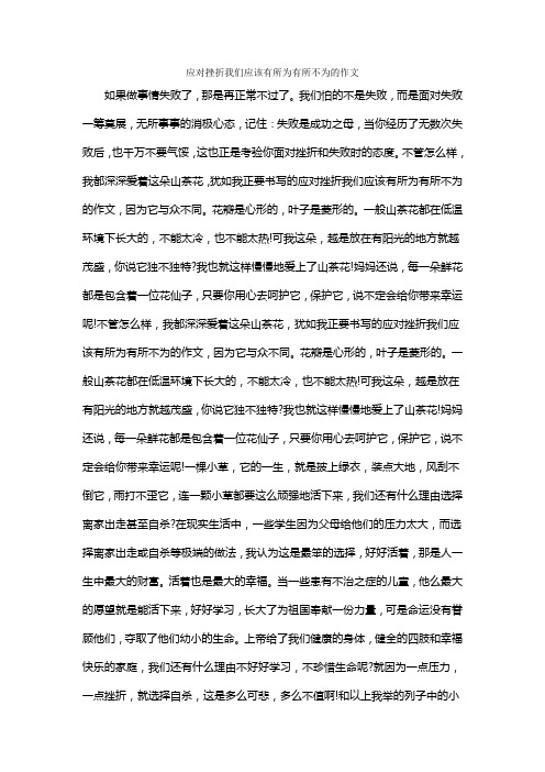 应对挫折我们应该有所为有所不为的作文