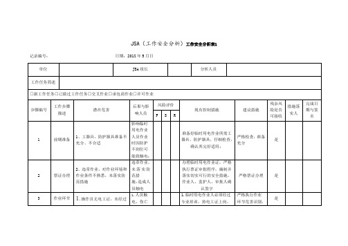 JSA工作安全分析工作安全分析