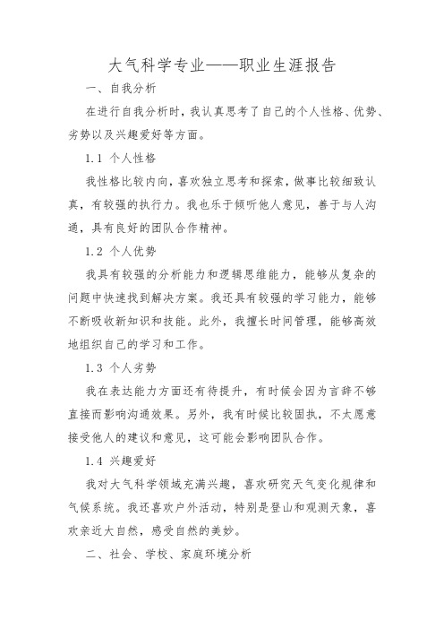 大气科学专业——职业生涯报告