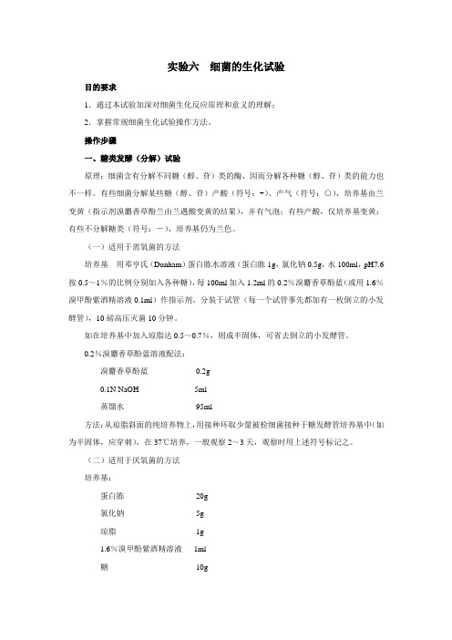 实验六 细菌的生化试验