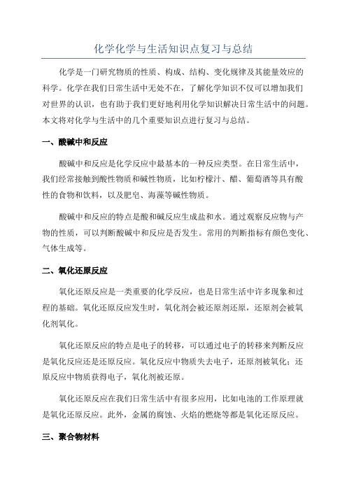 化学化学与生活知识点复习与总结