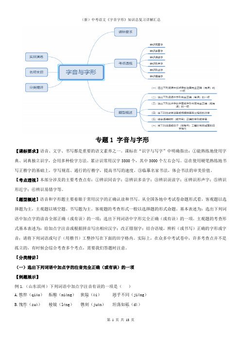 (新)中考语文《字音字形》知识总复习详解汇总