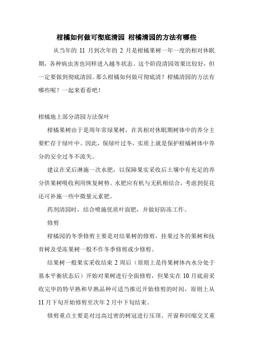 柑橘如何做可彻底清园 柑橘清园的方法有哪些.doc