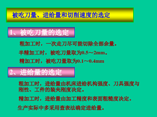 被吃刀量、进给量和切削速度的选定