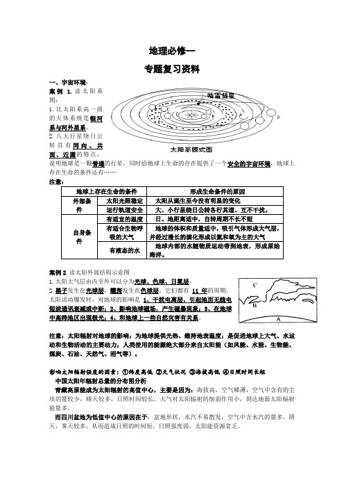 高一地理地理必修一复习资料