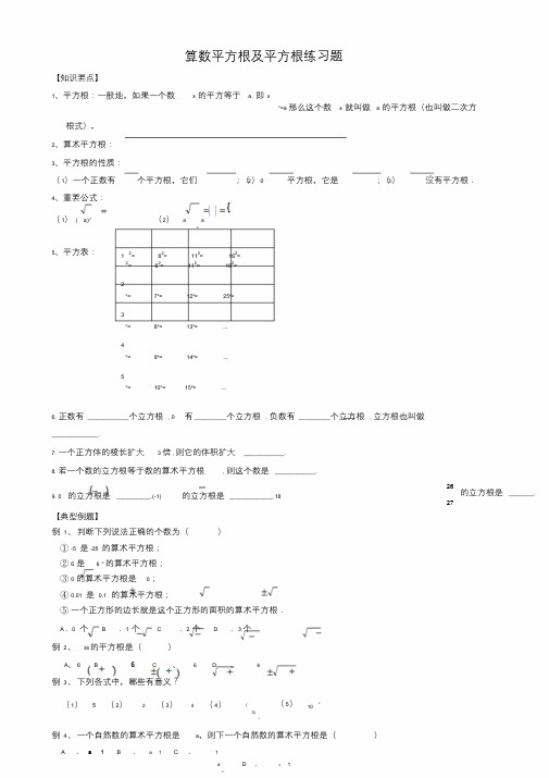 人教版初一数学下册平方根典型例题及练习.doc