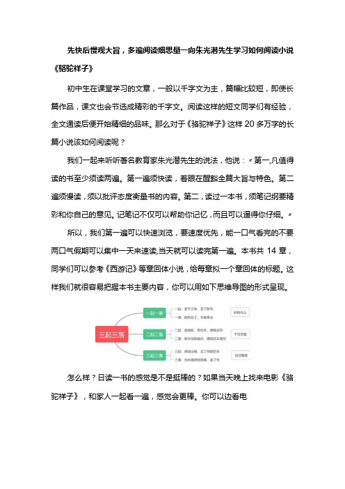 先快后慢观大旨,多遍阅读细思量向朱光潜先生学习如何阅读小说《骆驼祥子》