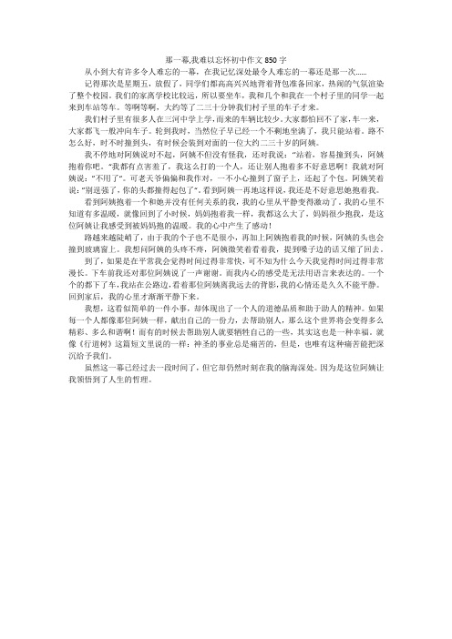 那一幕,我难以忘怀初中作文850字