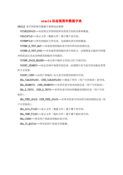 oracle动态视图和数据字典