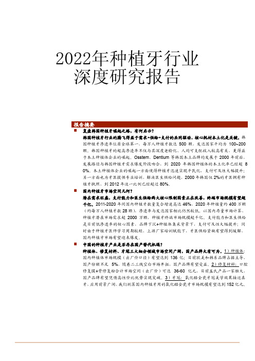 2022年种植牙行业深度报告