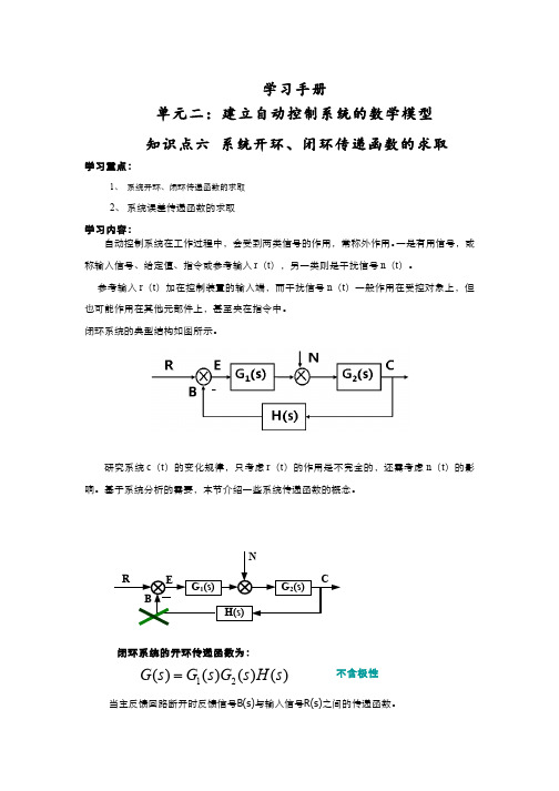 84-学习手册-单元二知识点六系统开环闭环传递函数的求取