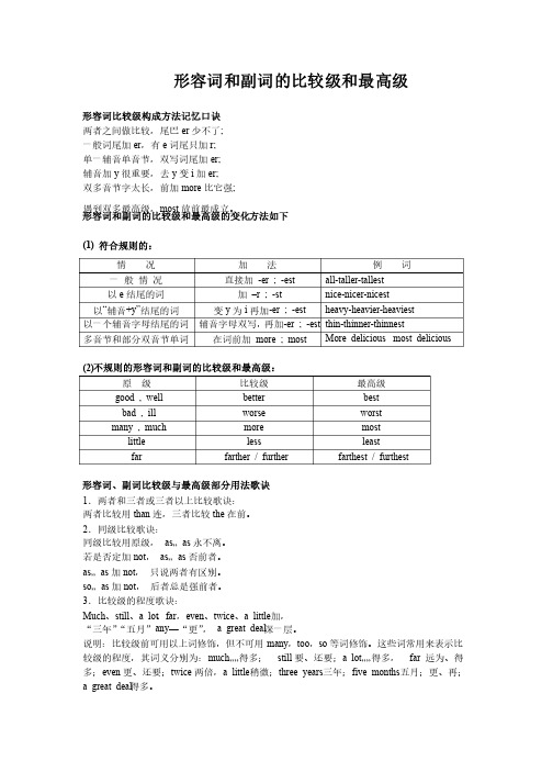 形容词和副词的比较级和最高级讲解及练习