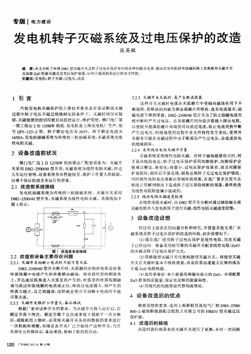 发电机转子灭磁系统及过电压保护的改造