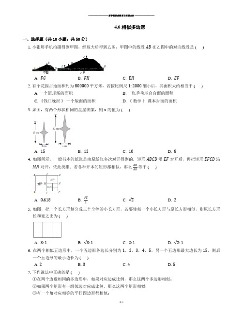 浙教版数学九年级上册4.6 相似多边形.docx