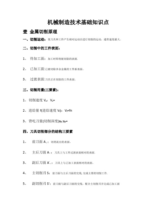 机械制造技术基础知识点