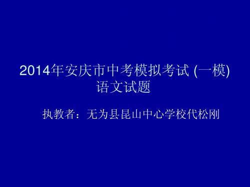 2014年安庆市中考模拟考试