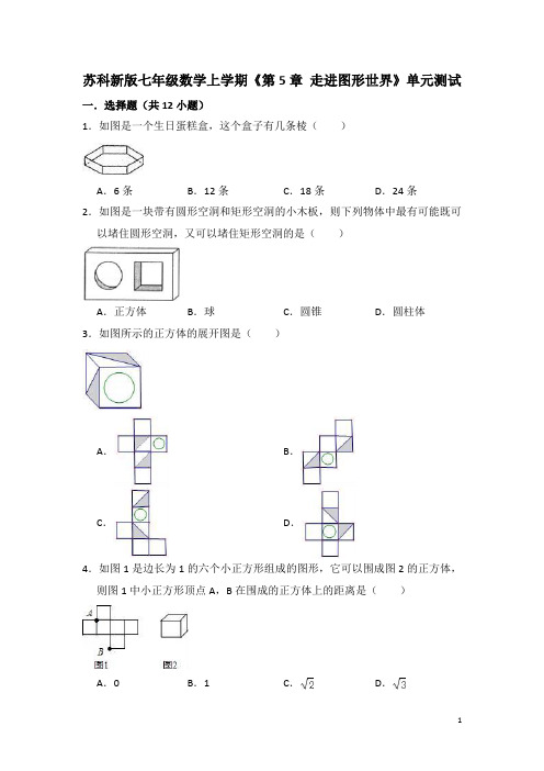 苏科新版七年级数学上学期《第5章 走进图形世界》单元测试