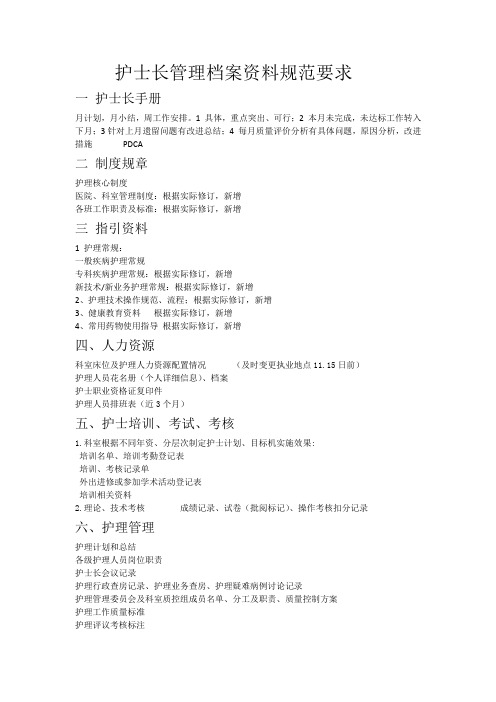 护士长管理档案资料规范要求