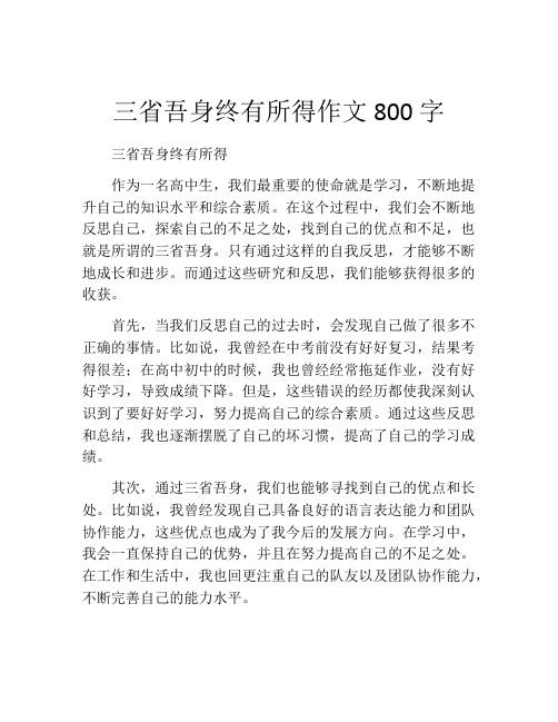 三省吾身终有所得作文800字