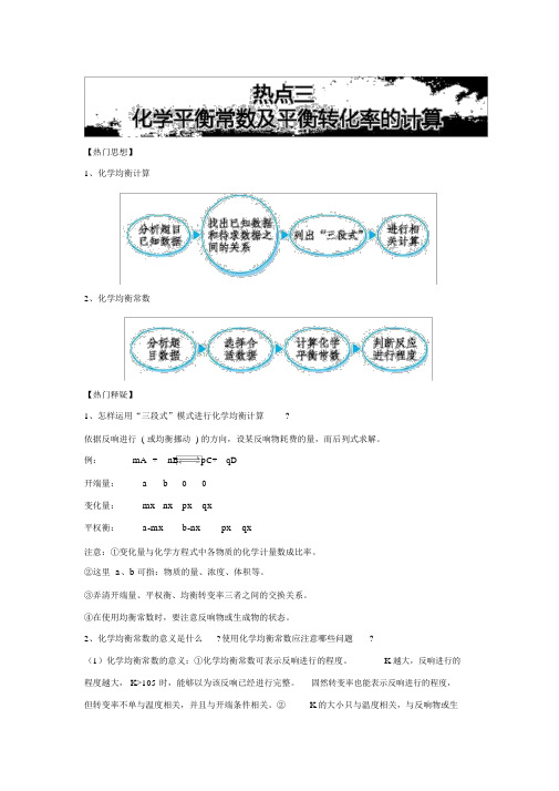 高考化学热点《化学平衡常数及平衡转化率的计算》含解析