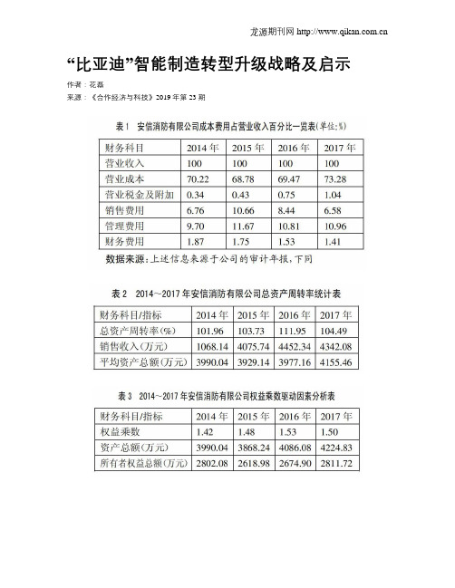 “比亚迪”智能制造转型升级战略及启示