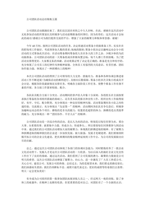 最新公司团队活动总结锦集五篇