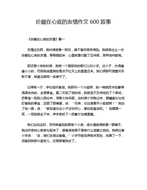 珍藏在心底的友情作文600叙事