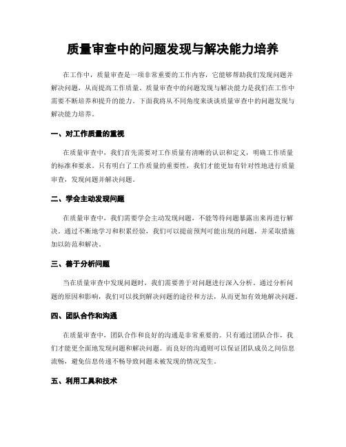 质量审查中的问题发现与解决能力培养