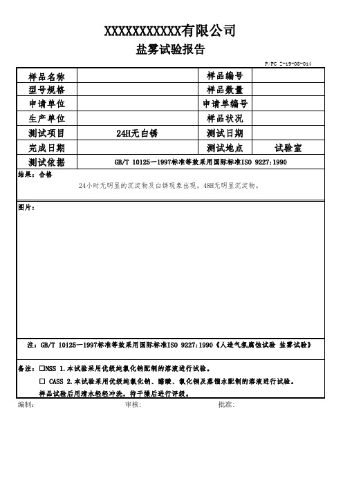 盐雾试验报告