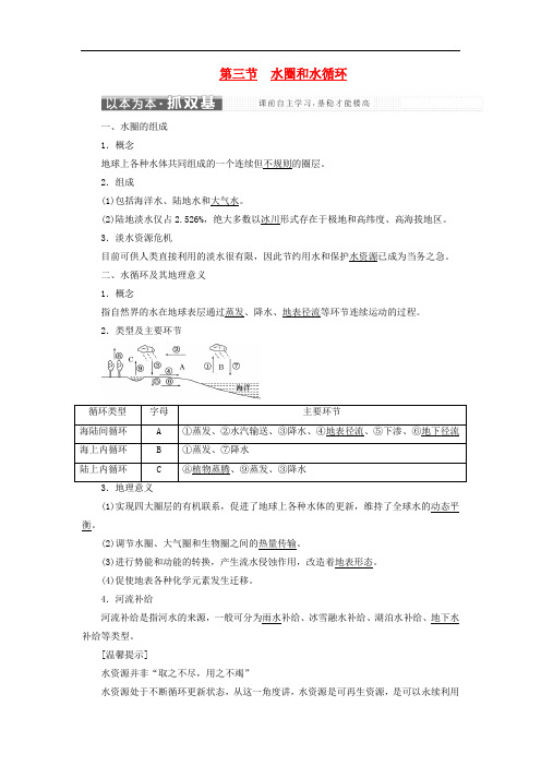 高中地理 第二单元 从地球圈层看地理环境 第三节 水圈和水循环教学案 鲁教版必修1