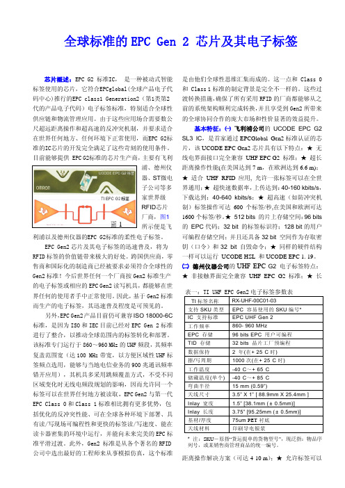 EPC Gen2 芯片及其电子标签介绍