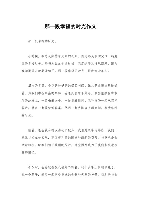 那一段幸福的时光作文