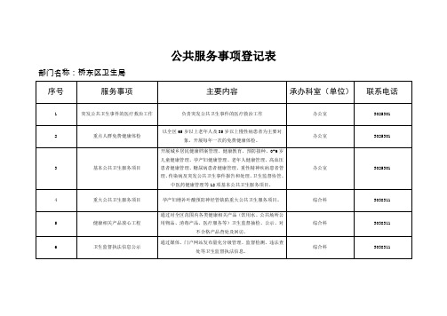 公共服务事项登记表