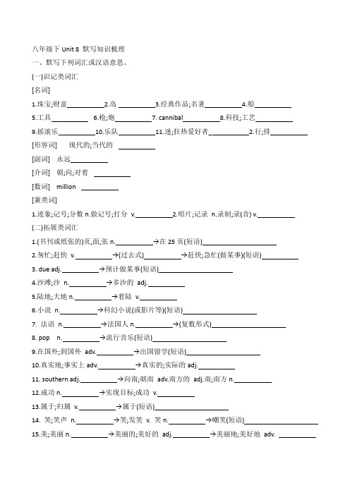 八年级下Unit 8 默写知识梳理