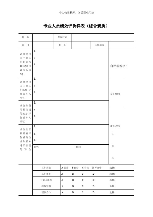 技术单位、软件工程师的人事考核表格(14个文件)8