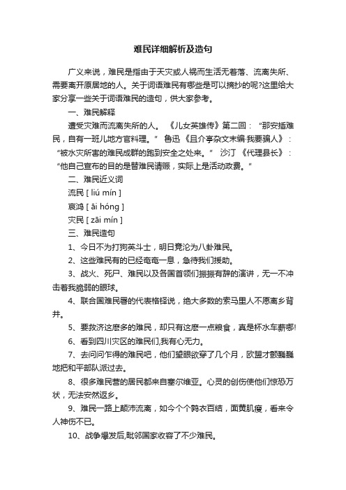 难民详细解析及造句