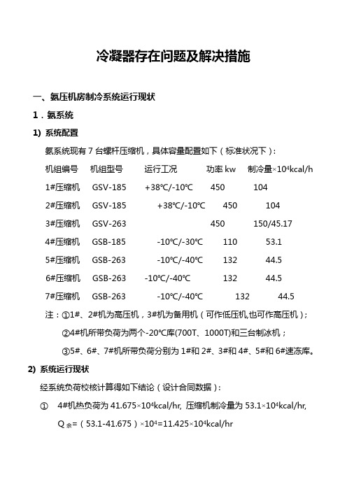 冷凝器存在问题及解决措施