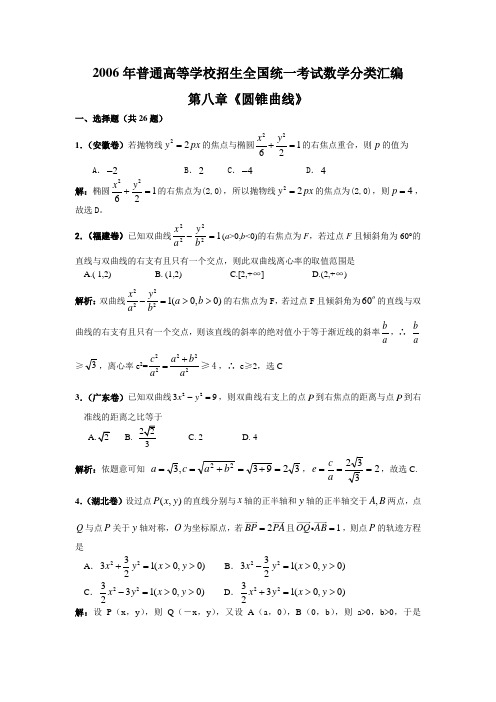 高考数学08--第八章 圆锥曲线