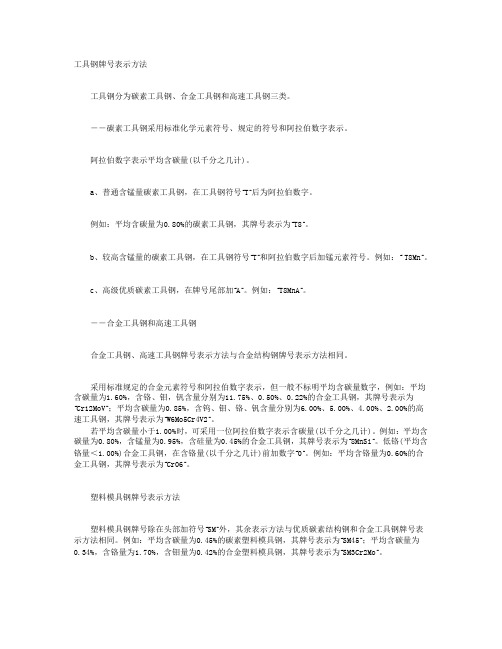 工具钢牌号表示方法