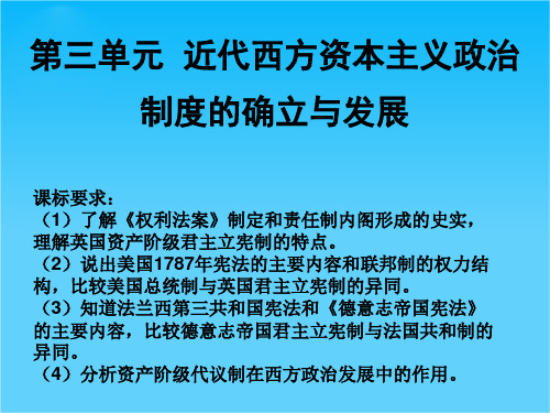 高考历史单元复习课件第3单元    近代西方资本主义政治制度的确立与发展   (人教版新课标必修一)