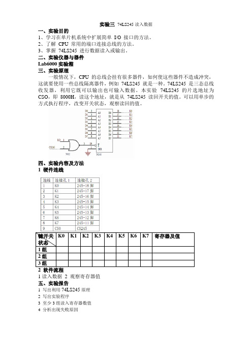 实验三 利用74LS245读入数据