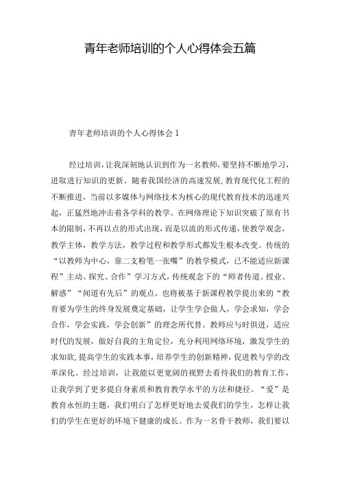 青年老师培训的个人心得体会五篇