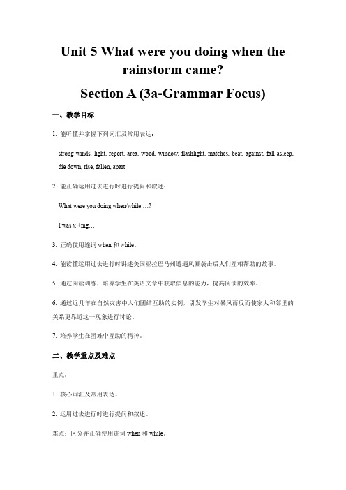 人教新目标英语八年级下册Unit 5 Section A (3a-Grammar Focus)教案设