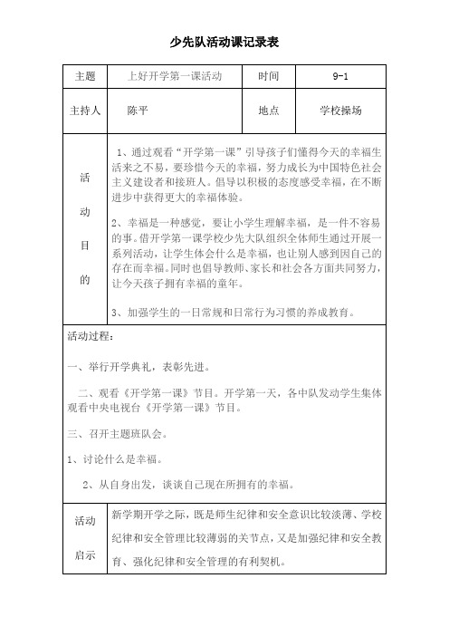 2016-2017上学期少先队活动记录表